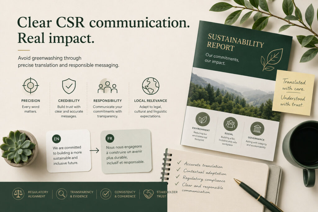 Image with text illustrating clear CSR communications. Image generated with ChatGPT.